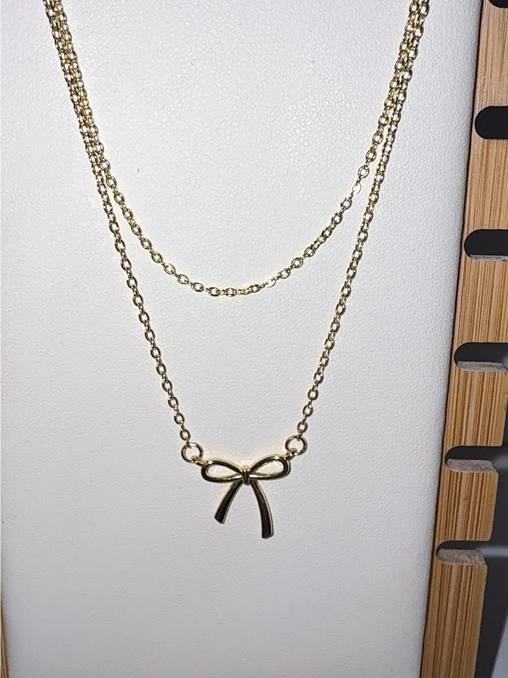 14K Gold Plated Layered Bow Necklace | Dainty Coquette Charm